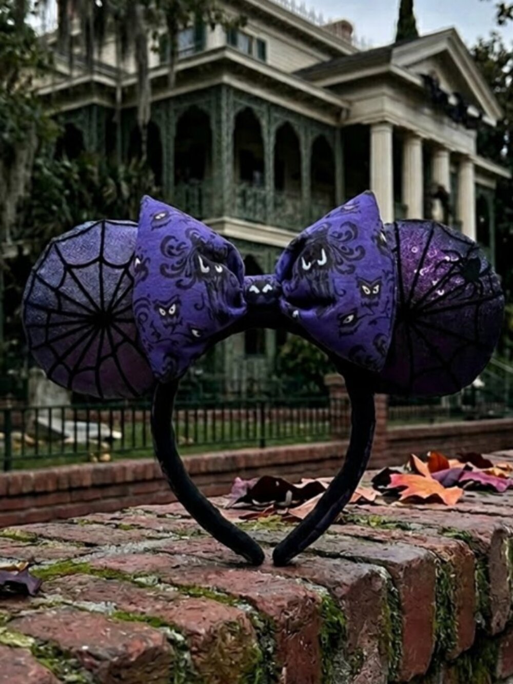Custom Made Sequin Spiderweb Haunted Mansion Disney Minnie Mouse Ears